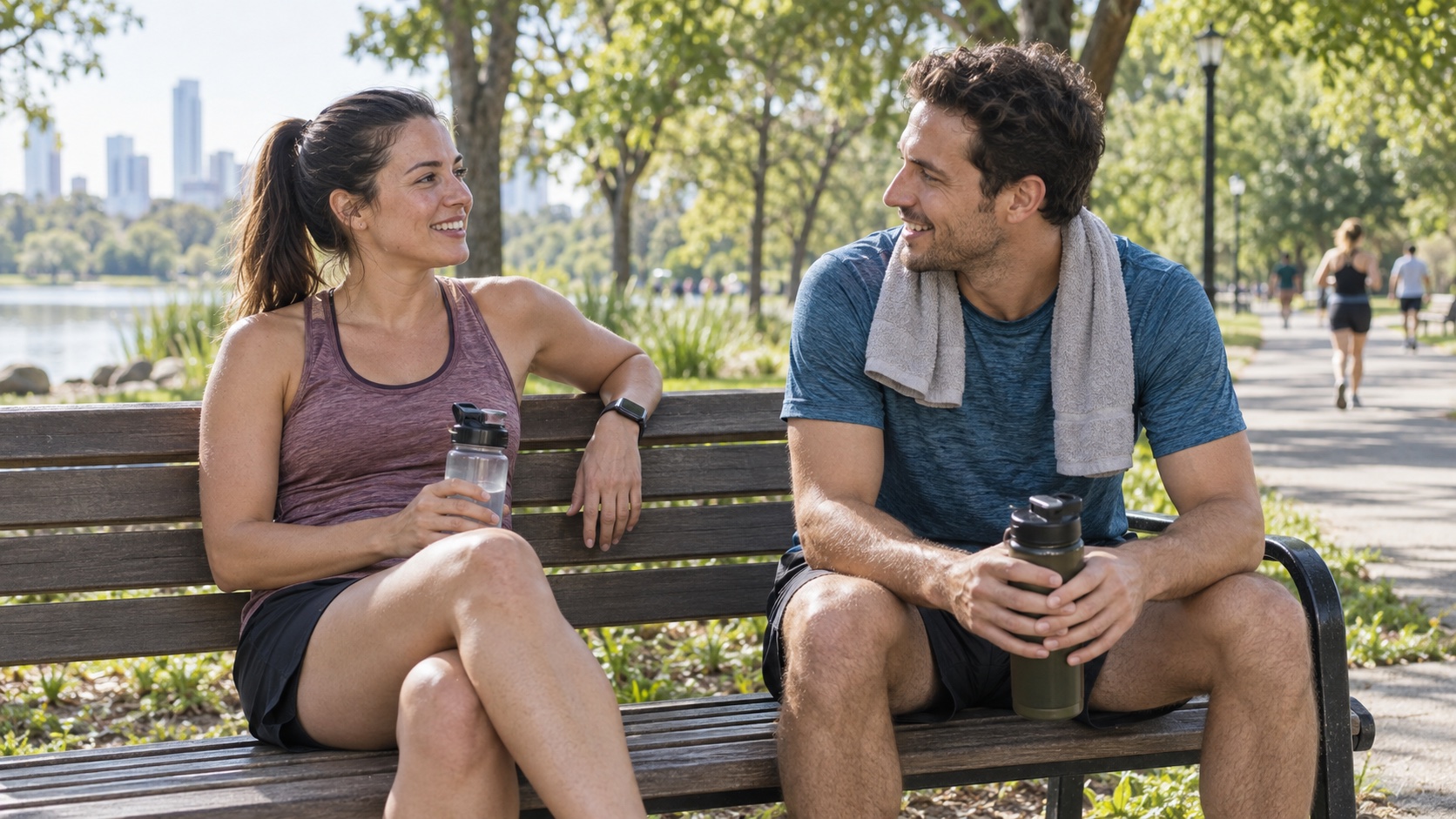 A runner takes a calm recovery break with a companion.